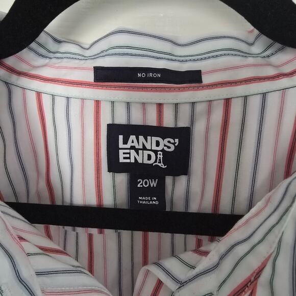 Lands' End Pinstripe Button Down Blouse Plus Size No Iron Cotton 20W - Picture 2 of 12